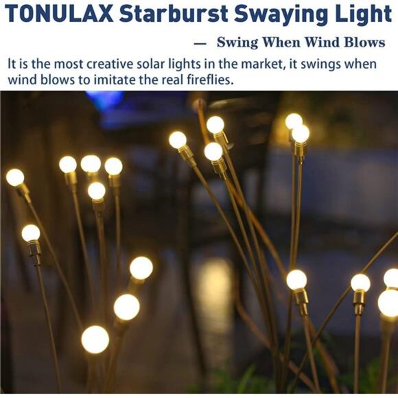 Solar Garden Lights - New Upgraded Solar Swaying Light, Sway by Wind Outdoor - Picture 6 of 7